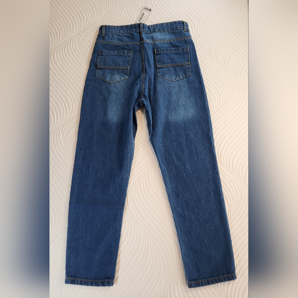 BOOHOO Women's Pants Size 6 Petite Denim Blue Mom Jeans 5 Pocket Pant NWT - Picture 2 of 6